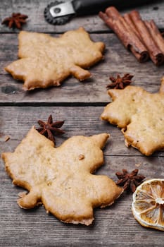 Ginger autumn handmade home made biscuits from the bakery with spices