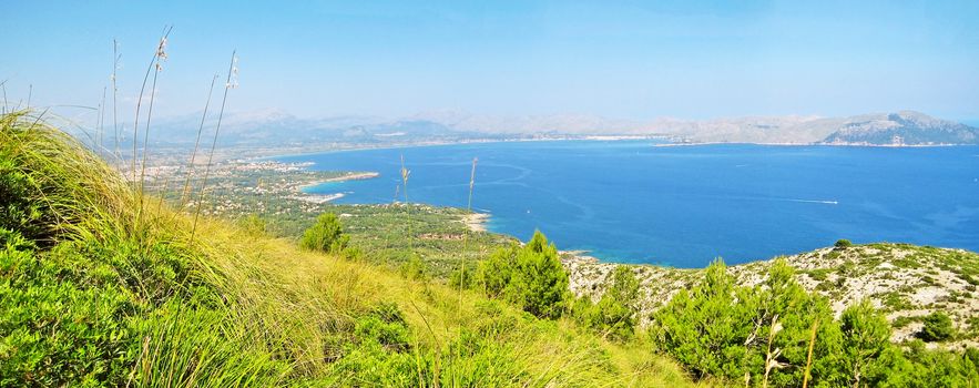 Bay of Pollenca, peninsula Formentor, view from peninsula Victoria - coastal cliff coast with ocean view panorama