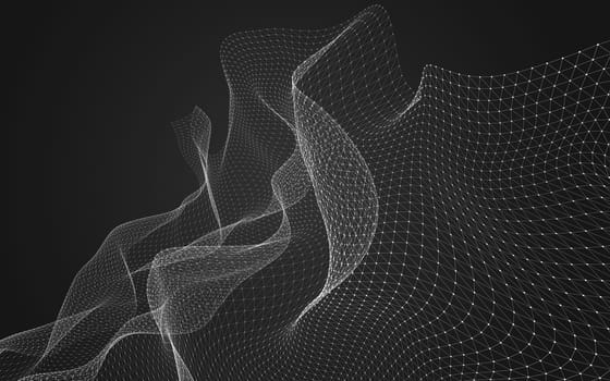 Abstract polygonal space low poly dark background with connecting dots and lines. Connection structure. 3d rendering