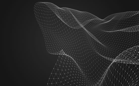 Abstract polygonal space low poly dark background with connecting dots and lines. Connection structure. 3d rendering