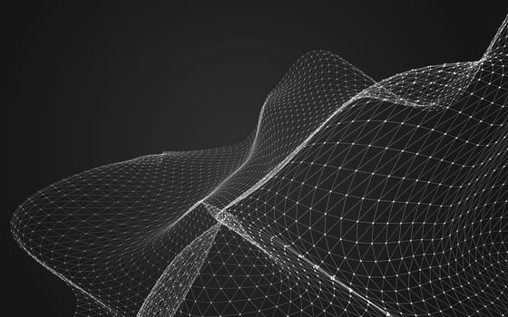 Abstract polygonal space low poly dark background with connecting dots and lines. Connection structure. 3d rendering