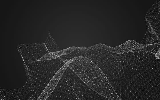 Abstract polygonal space low poly dark background with connecting dots and lines. Connection structure. 3d rendering