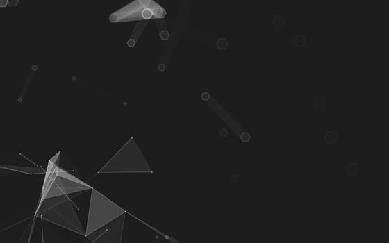 Abstract polygonal space low poly dark background with connecting dots and lines. Connection structure. 3d rendering