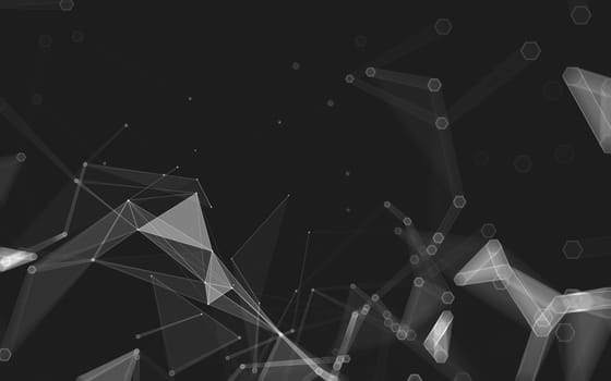 Abstract polygonal space low poly dark background with connecting dots and lines. Connection structure. 3d rendering