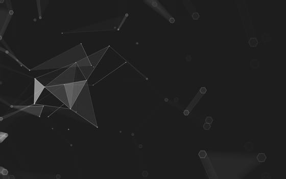 Abstract polygonal space low poly dark background with connecting dots and lines. Connection structure. 3d rendering