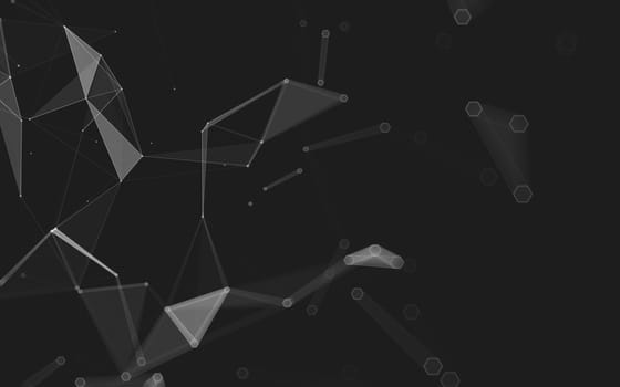 Abstract polygonal space low poly dark background with connecting dots and lines. Connection structure. 3d rendering