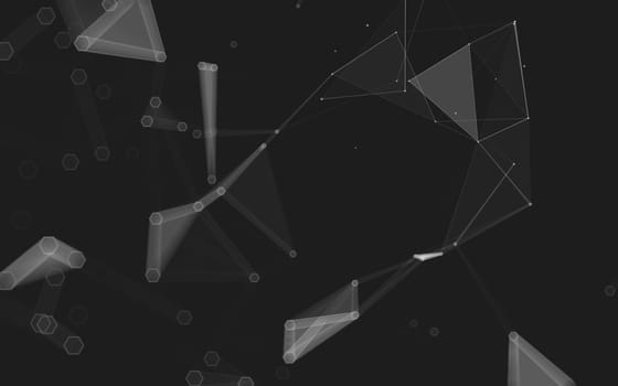 Abstract polygonal space low poly dark background with connecting dots and lines. Connection structure. 3d rendering