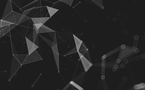 Abstract polygonal space low poly dark background with connecting dots and lines. Connection structure. 3d rendering