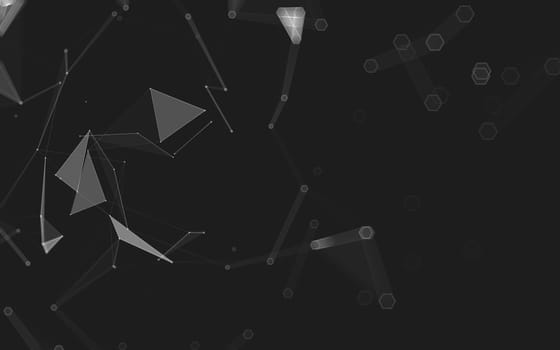 Abstract polygonal space low poly dark background with connecting dots and lines. Connection structure. 3d rendering