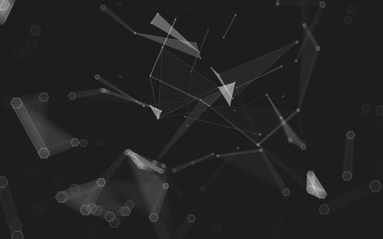 Abstract polygonal space low poly dark background with connecting dots and lines. Connection structure. 3d rendering