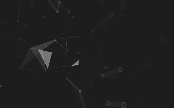 Abstract polygonal space low poly dark background with connecting dots and lines. Connection structure. 3d rendering