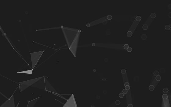 Abstract polygonal space low poly dark background with connecting dots and lines. Connection structure. 3d rendering