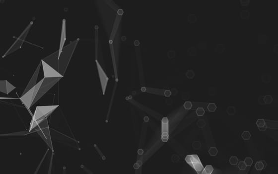 Abstract polygonal space low poly dark background with connecting dots and lines. Connection structure. 3d rendering