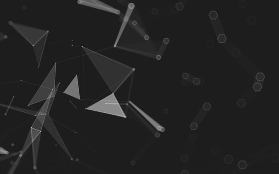 Abstract polygonal space low poly dark background with connecting dots and lines. Connection structure. 3d rendering