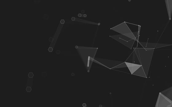 Abstract polygonal space low poly dark background with connecting dots and lines. Connection structure. 3d rendering