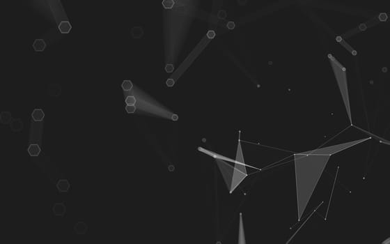 Abstract polygonal space low poly dark background with connecting dots and lines. Connection structure. 3d rendering