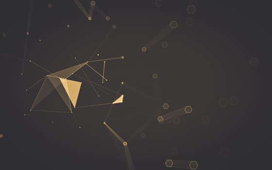 Abstract polygonal space low poly dark background with connecting dots and lines. Connection structure. 3d rendering