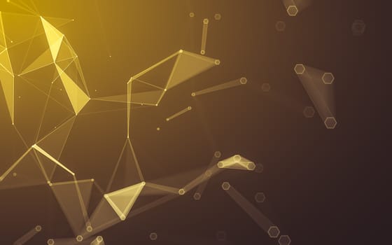 Abstract polygonal space low poly dark background with connecting dots and lines. Connection structure. 3d rendering