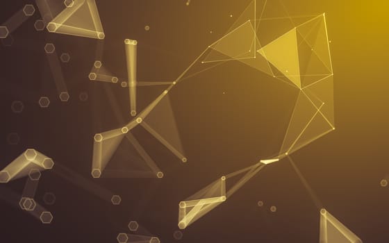 Abstract polygonal space low poly dark background with connecting dots and lines. Connection structure. 3d rendering