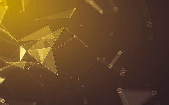 Abstract polygonal space low poly dark background with connecting dots and lines. Connection structure. 3d rendering