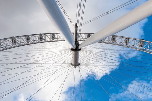 London, United Kingdom - November 7, 2014: The London Eye is a giant Ferris wheel on the South Bank of the River Thames. The entire structure is 135 metres tall and the wheel has a diameter of 120 metres.