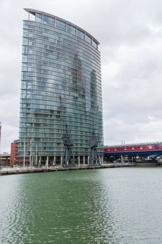 LONDON, UNITED KINGDOM - NOVEMBER 8, 2014: Marriott West India Quay hotel building in Canary Wharf