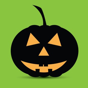 Halloween pumpkin on a green background - vector