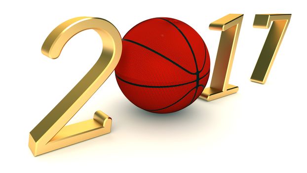 Basketball 2017 year on a White Background, 3d-illustration.