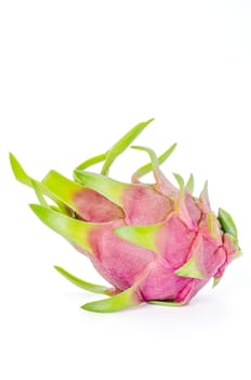 Fresh pink pitaya or dragon fruit  on white background