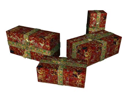 Christmas presents isolated in white background - 3D render