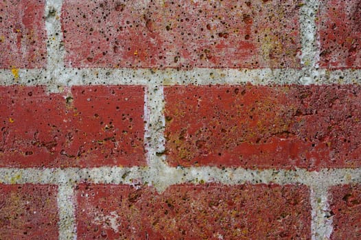 a red Brick wall in a close up