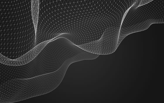 Abstract polygonal space low poly dark background with connecting dots and lines. Connection structure. 3d rendering