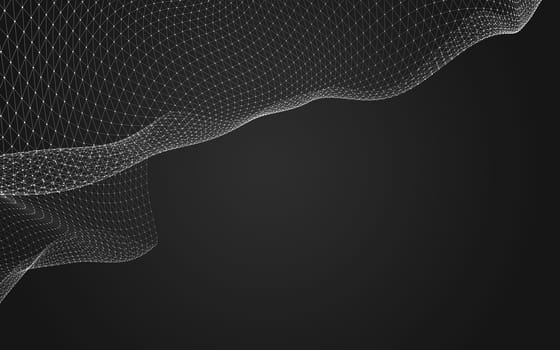 Abstract polygonal space low poly dark background with connecting dots and lines. Connection structure. 3d rendering