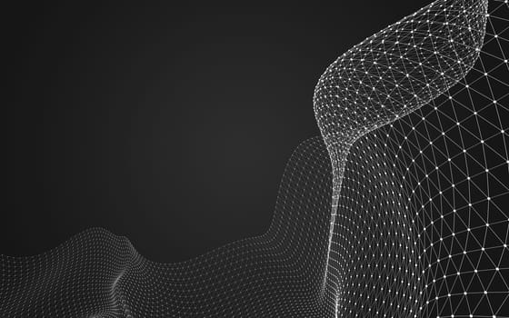 Abstract polygonal space low poly dark background with connecting dots and lines. Connection structure. 3d rendering