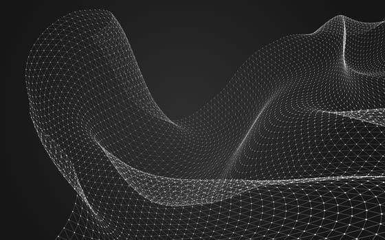 Abstract polygonal space low poly dark background with connecting dots and lines. Connection structure. 3d rendering