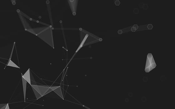 Abstract polygonal space low poly dark background with connecting dots and lines. Connection structure. 3d rendering