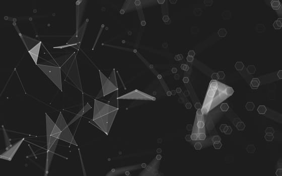 Abstract polygonal space low poly dark background with connecting dots and lines. Connection structure. 3d rendering