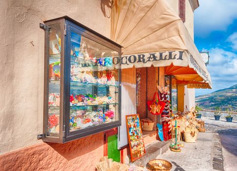 the beautiful alley of castelsardo old city - sardinia - italy