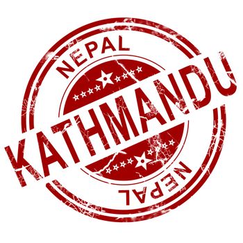 Red Kathmandu stamp with white background, 3D rendering