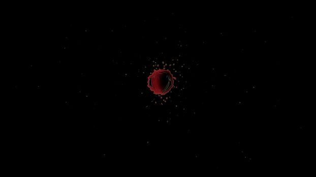 Red Blood Splatter Splash Isolated with Alpha Channel. Easy use in motion design 4K