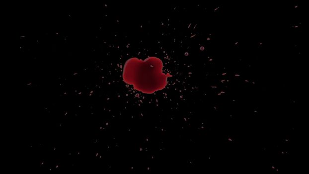 Red Blood Splatter Splash Isolated with Alpha Channel. Easy use in motion design 4K
