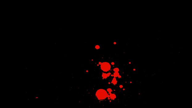 Many small droplets of blood splash on Transparent Background with Alpha Channel. Easy use in motion design 4K