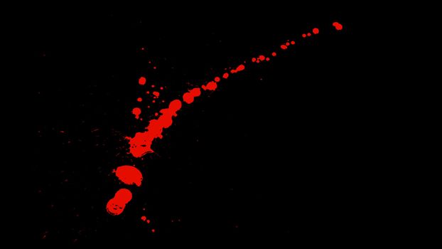 Blood Trail Splatter on the Transparent Background with Alpha Channel. Easy use in motion design 4K