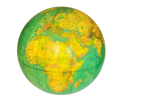 Globe with planet earth isolated on white background