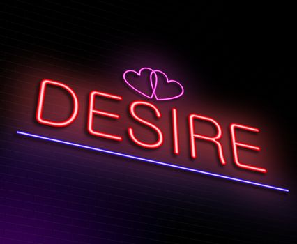 Illustration depicting an illuminated neon sign with a desire concept.