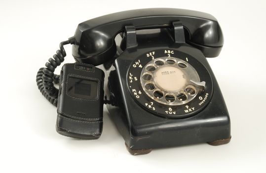 Pictures of an older, analog type telephone