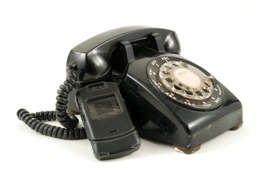 Pictures of an older, analog type telephone