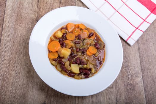 Vegetable soup with beans and carrots