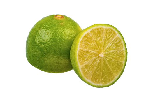 Cut lime isolated on a white background
