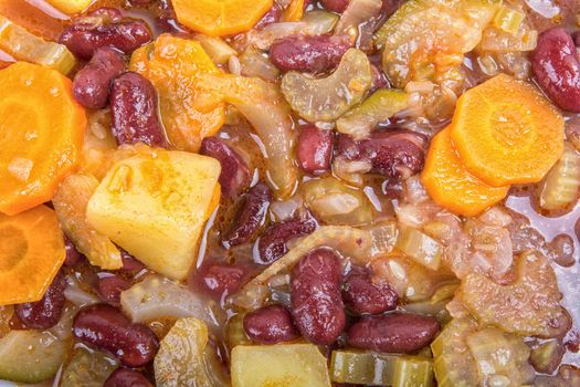 Vegetable soup with beans and carrots
